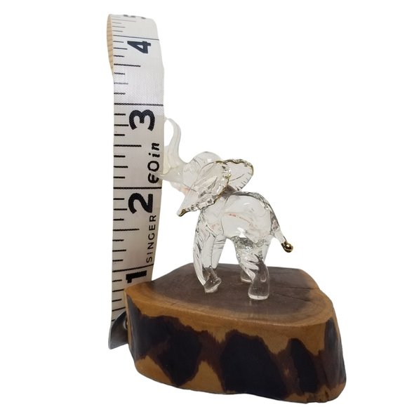 Collectible Miniature Lucky Elephant Hand Blown Art Glass Figurine w 22KT.Gold - Picture 9 of 9